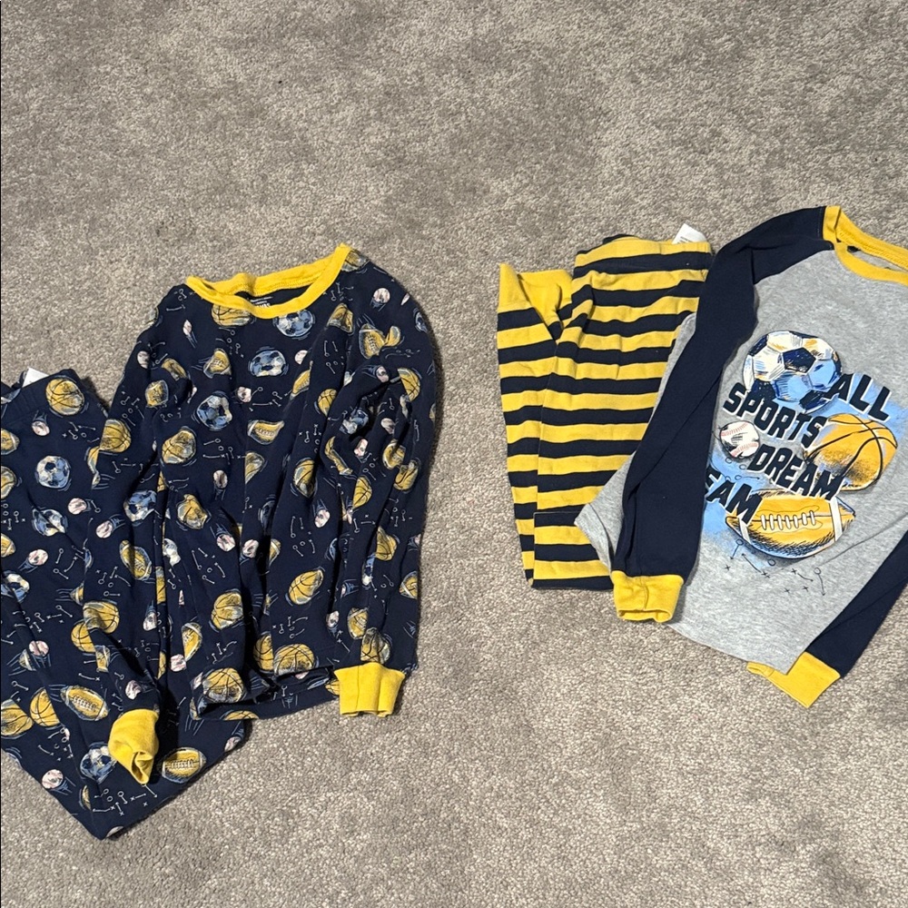 Children's Sports Pajama Set - Blue and Yellow size 7